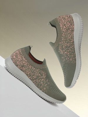 Aqualite Slip On Sneakers For Women(Olive, Grey , 8)