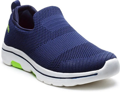 action Athleo ATG 487 Comfortable Lightweight Breathable Sports Slip On Running Shoes For Men(Navy, Green , 8)