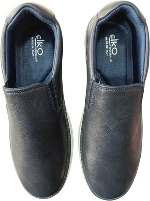 ELKO Men’s Slip-On Shoes – Lightweight Leather Casual Loafers Casuals For Men(Blue , 9)