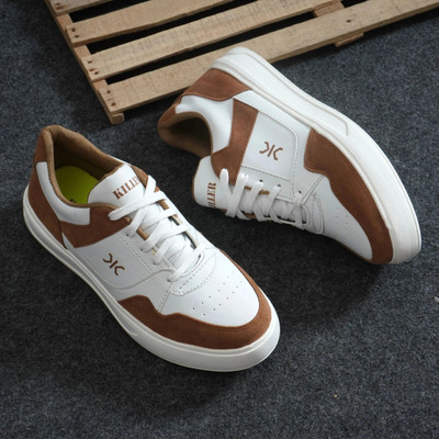 KILLER Classic Sneakers for Men | Stylish, Lightweight & Comfortable Casual Shoes Sneakers For Men(Tan, White , 9)