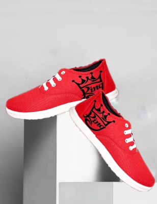 KANEGGYE Canvas Shoes For Men(Red , 10)