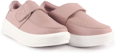 FAUSTO All Day Long Hook and Loop Casual Shoes|Soft Insole Loafers Shoes|Platform Sole Slip On Sneakers For Women(Purple , 4)