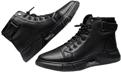 External Black Synthetic Boots for Men - Stylish and Comfortable Boots For Men Boots For Men(Black , 7)