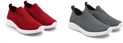 Face Stylish Sports Shoes for Men – Ideal for Running, Gym & Training Sneakers For Men(Grey, Red , 6)