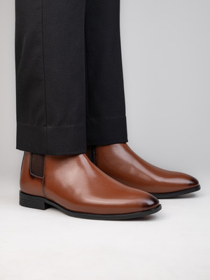 ALBERTO TORRESI Alberto Torresi Synthetic Tan Chelsea Boots For Men Slip On For Men(Tan , 6)