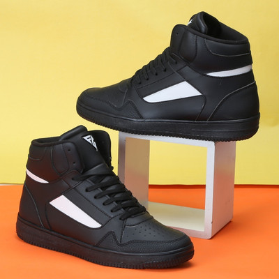 Field Care Faster Casual Sports Gym Training Hip-Hop Hi-Top Comfort Stylish Shoes Sneakers For Men(Black, White , 10)