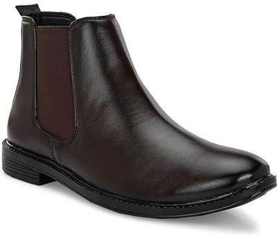 JINDAL ENTERPRISES Men’s Brown Leather Chelsea Boots – Stylish Slip-On Ankle Boots Loafers For Men(Brown , 7)
