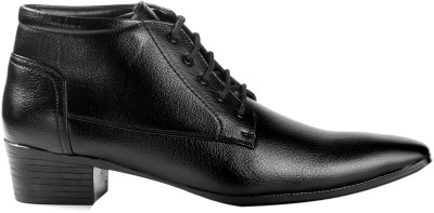 BXXY Heel Height Increasing Formal Lace-up Derby Dress Shoes Boots For Men(Black , 10)