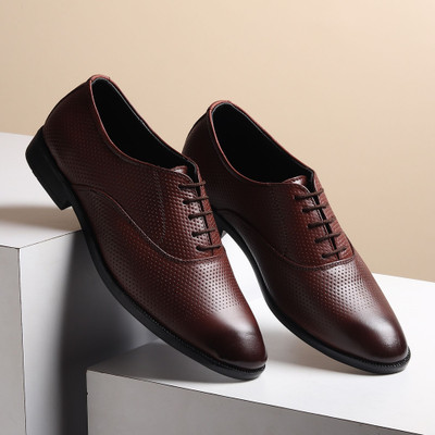 Hayes London Genuine Leather Lace-Up Oxford Shoes, Comfortable Brogues For Men(Brown , 9)