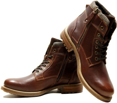 HX London Stylish Laceup Boots For Men(Brown , 6)