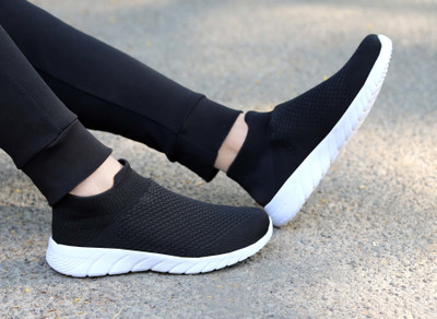 aadi Men's Comfortable Lightweight Outdoor Slip On Classy Walking & Gym Casual Sport Running Shoes For Men(Black , 6)