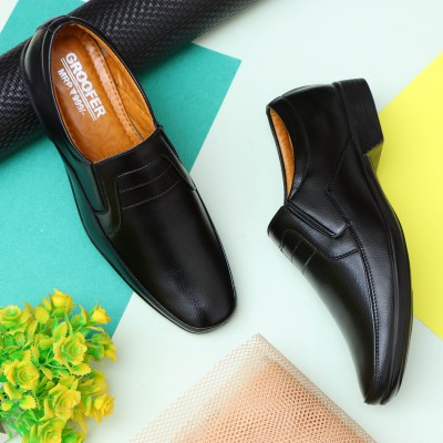 Groofer Groofer Black slip-on Forma Shoes For Men's For Men(Black)
