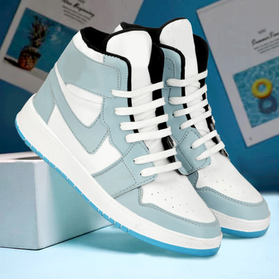 azalya Men High-Top Sneakers | Trendy & Comfortable Casual Footwear High Tops For Men(Blue , 7)