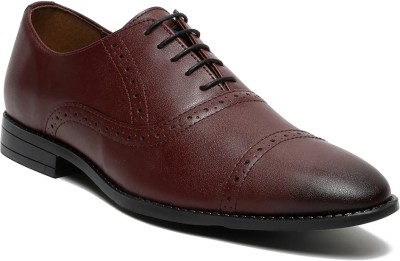 LOUIS STITCH Rosewood Oxford Leather Lace Up Shoes for Men RGOXRW UK 9 Oxford For Men(Red)