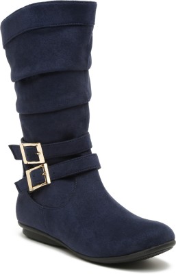 flat n heels Boots For Women(Blue)