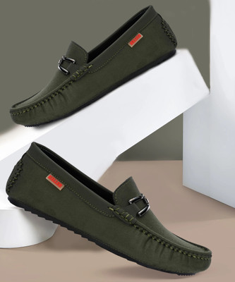 KILLER Killer Men’s Casual Loafers Olive Faux Leather SlipOn Comfort Versatile Shoes Driving Shoes For Men(Olive , 8)