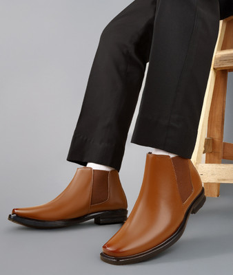 Zixer Chelsea Luxury Formal Boot/Chelsi Trendy Lightweight Riding Boots Memory Footbed Slip On For Men(Tan , 9)