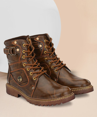 STREETLOOK FIGHTER BOOTS LACE UP FOR MEN'S & BOY'S Boots For Men(Brown , 8)