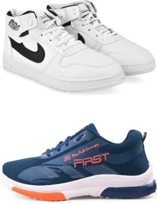 Free Kicks Combo Of 2 Shoes FK-J-310 & FK-574 Sneakers For Men(Blue , 6)