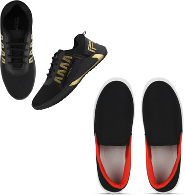 The Flexiwail Walking Shoes For Men(Black, Red, Black , 8)
