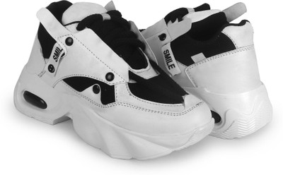 TheShoeGallery Womens & Girls Lace Up Sneaker Shoes For Casual Outing|| Soft Cushion Insole Sneakers For Women(Black, White , 9)