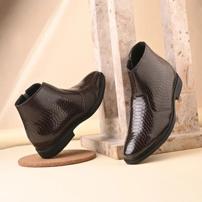 Glidefit Lightweight Comfortable Trendy Walking Outdoor Slip On Chelsea Boots Boots For Men(Brown , 9)