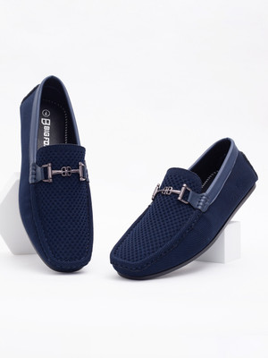 BIG FOX Eco Friendly Knitted|Flexible| Durable Buckle Loafers For Men(Blue , 10)