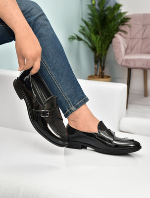 Loox Over Stylish Men,s Black Formal Party Wear Shoes For Men,s Monk Strap For Men(Black , 7)