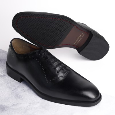 LOUIS STITCH Egyptian Crust Leather Whole Cut Derby Formal Shoes for Men - (LSVXWCPLJB110) Derby For Men(Black , 10)