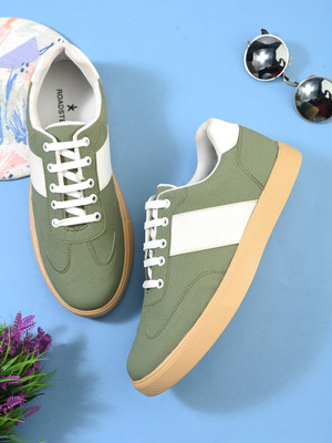 Roadster Men green casual colourblocked classic round toe lace up comfortable sneakers s Sneakers For Men(Green , 6)
