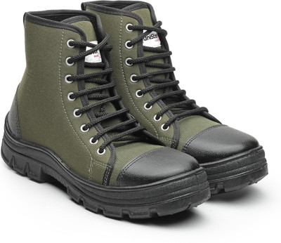 Unistar Lightweight Hiking & Trekking Boots with Anti-Slip Single Density Rugged Sole Boots For Men(Olive, Green , 6)