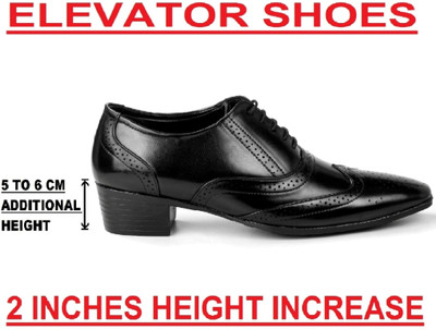 Baxxico Men's 2 Inch Elevator Height Increasing Formal Brogue Party Wear Shoes Brogues For Men(Black , 5)