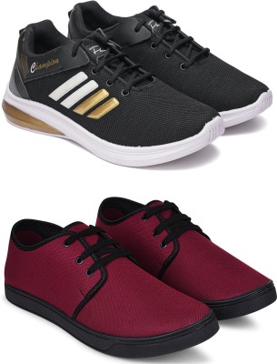 Free Kicks Combo Of 2 Shoes SW-572 & SW-205 Sneakers For Men(Maroon , 6)