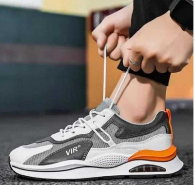 Groofer Groofer mens breathable running sport sneakers Running Shoes For Men(White , 9)