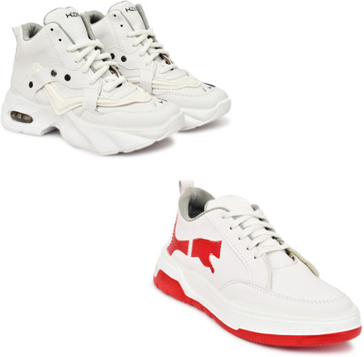Hida Comfort Fit Sports Shoes for Gym & Outdoor Wrestling Shoes For Men(White, Red , 9)