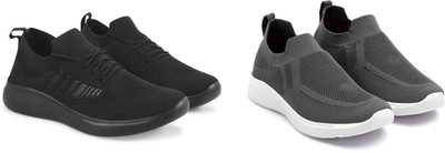 Face Sneakers For Men(Black, Grey , 8)