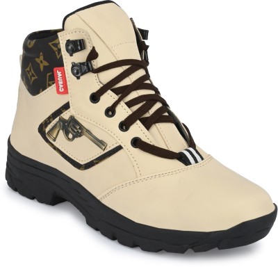 lejano High Tops For Men(Brown, Beige , 10)