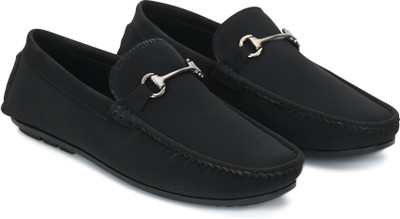 STEPHORN Mens Knit Slip-On Loafers with Metal Bit for Office Party and Casuals For Men(Black , 6)