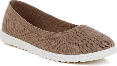 London Rag Knitted Flat Ballet Flats Bellies For Women(Brown , 4)