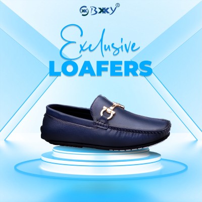 BXXY Men's New Stylish Blue Casual Buckle Loafer, Mocassion & Party Wear Shoes Party Wear For Men(Blue , 7)