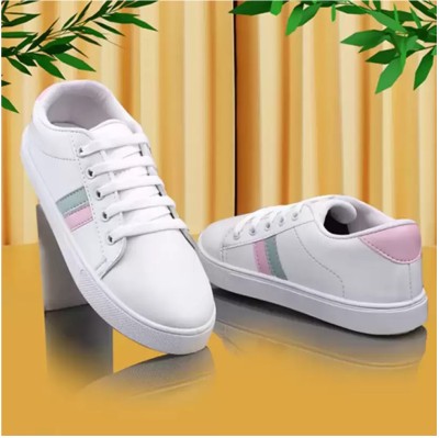 BERSACHE Sneakers For Women(Pink, White , 8)