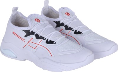 SHOELAMB Men's White Sports Walking Running Sneaker Shoe Badminton Shoes For Men(White)