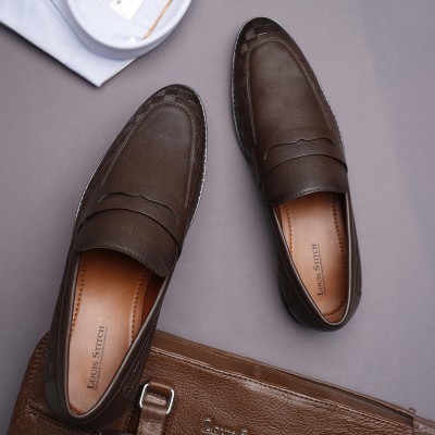 LOUIS STITCH Brown Formal Slipon Mocassin Shoes for Men (RGMCSQ) - UK 8 Mocassin For Men(Brown)