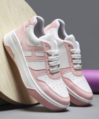 jm looks Women's Casual Sneakers Lace-up Shoes Comfortable Lightweight Cushion Insole Sneakers For Women(Pink , 4)