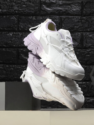 Knoos Sneakers For Women(White, Purple , 4)