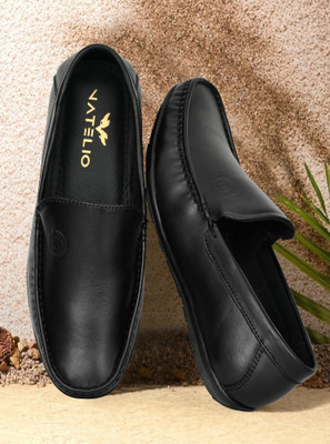 VATELIO Men’s Black Premium Leather Loafers | Formal & Casual Loafers For Men(Black , 8)