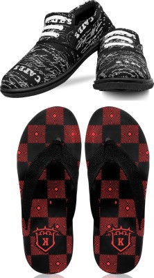KANEGGYE Loafers For Men(Black, Red)