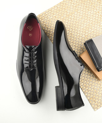 House of Pataudi House of Men Black Faux Leather Formal Lace Up Derby Casuals For Men(Black , 7)