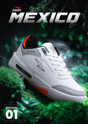 asian Sneakers For Men(White, Grey, Orange , 6)