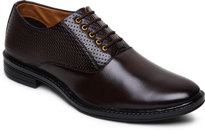 Zixer MEN'S HANDCRAFTED OXFORD GRADIENT FORMAL LACEUP SHOES WITH SEMI CHATAI DESIGN Derby For Men(Brown , 10)